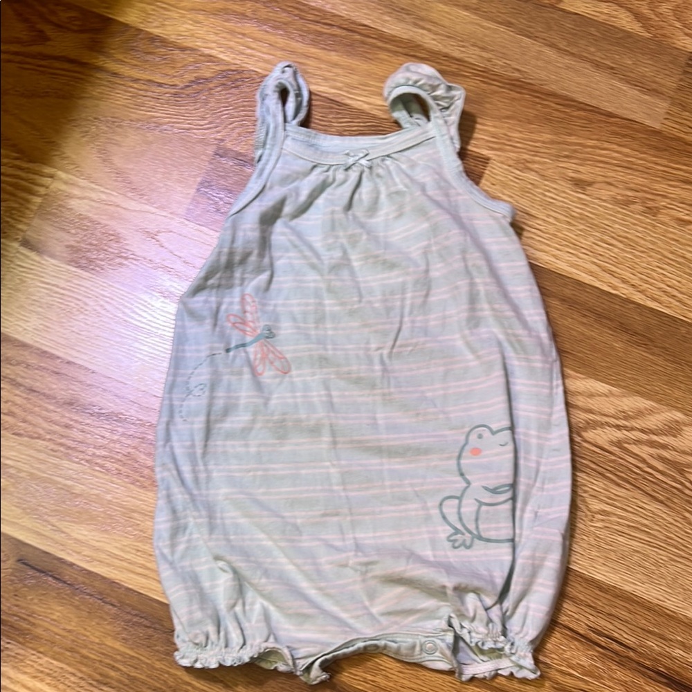 Cute Baby Romper with Frog and Dragonfly